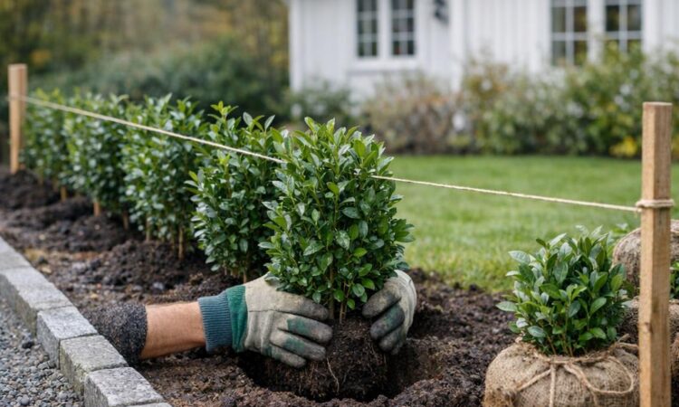 Plantetetthet for vintergrønn hekk